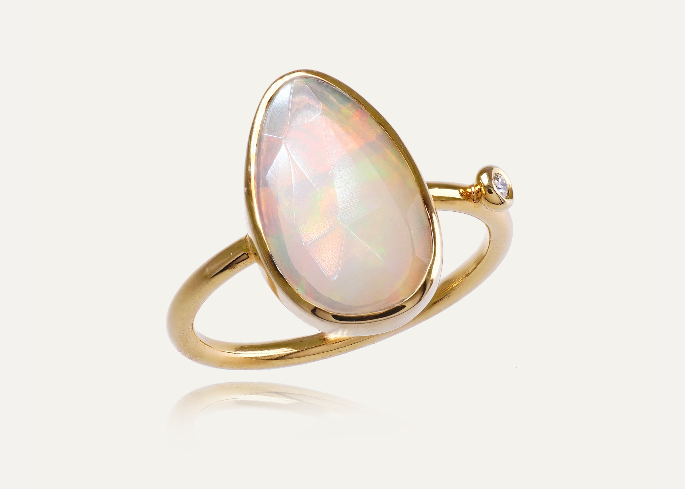 Opal Moissanite Gold Vermeil Ring