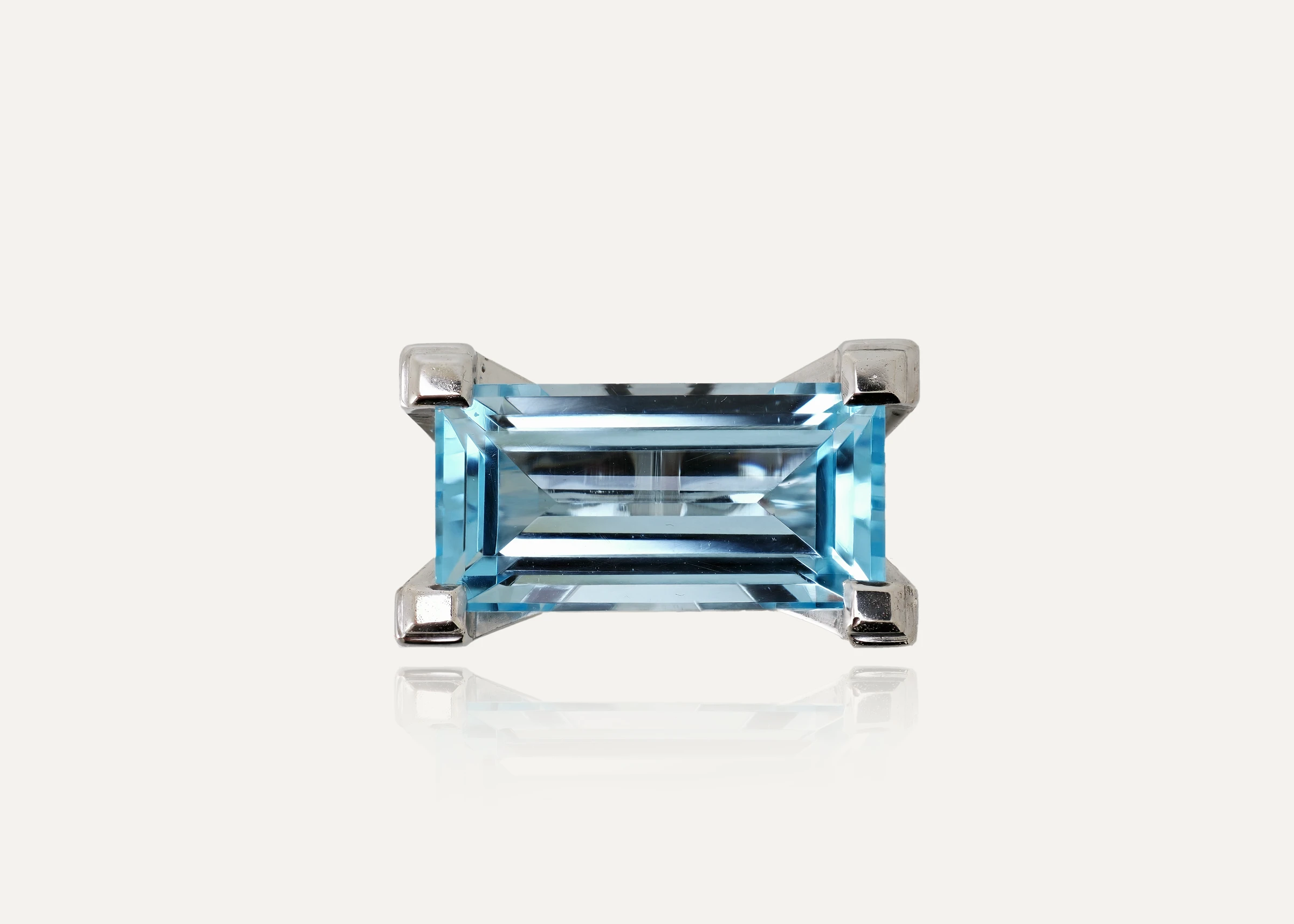 17ct Sky Blue Topaz Baguette Cut Natural Topaz in 925 Sterling Silver Ring