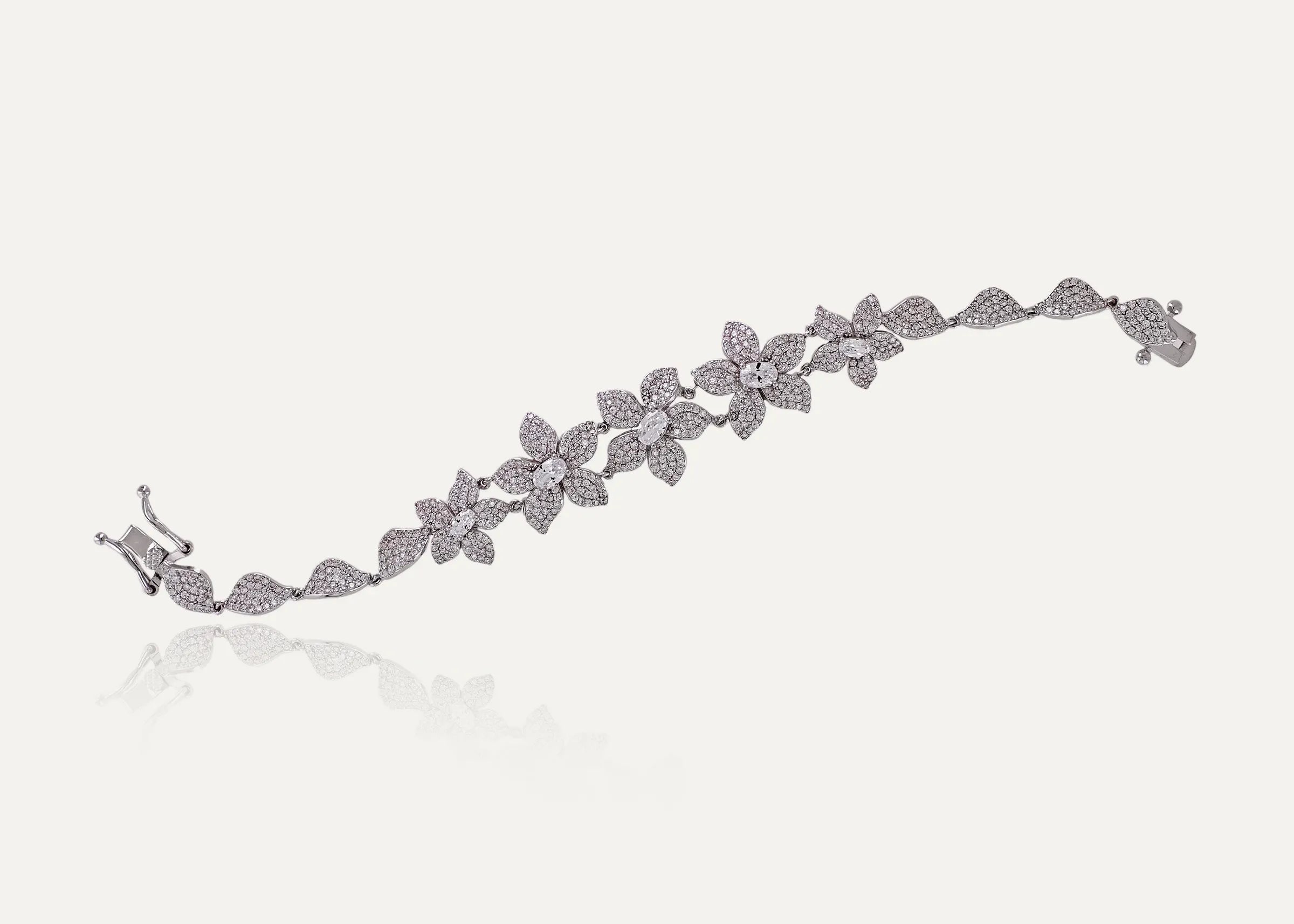 Defender Flower Design Silver Bracelet with Zirconia