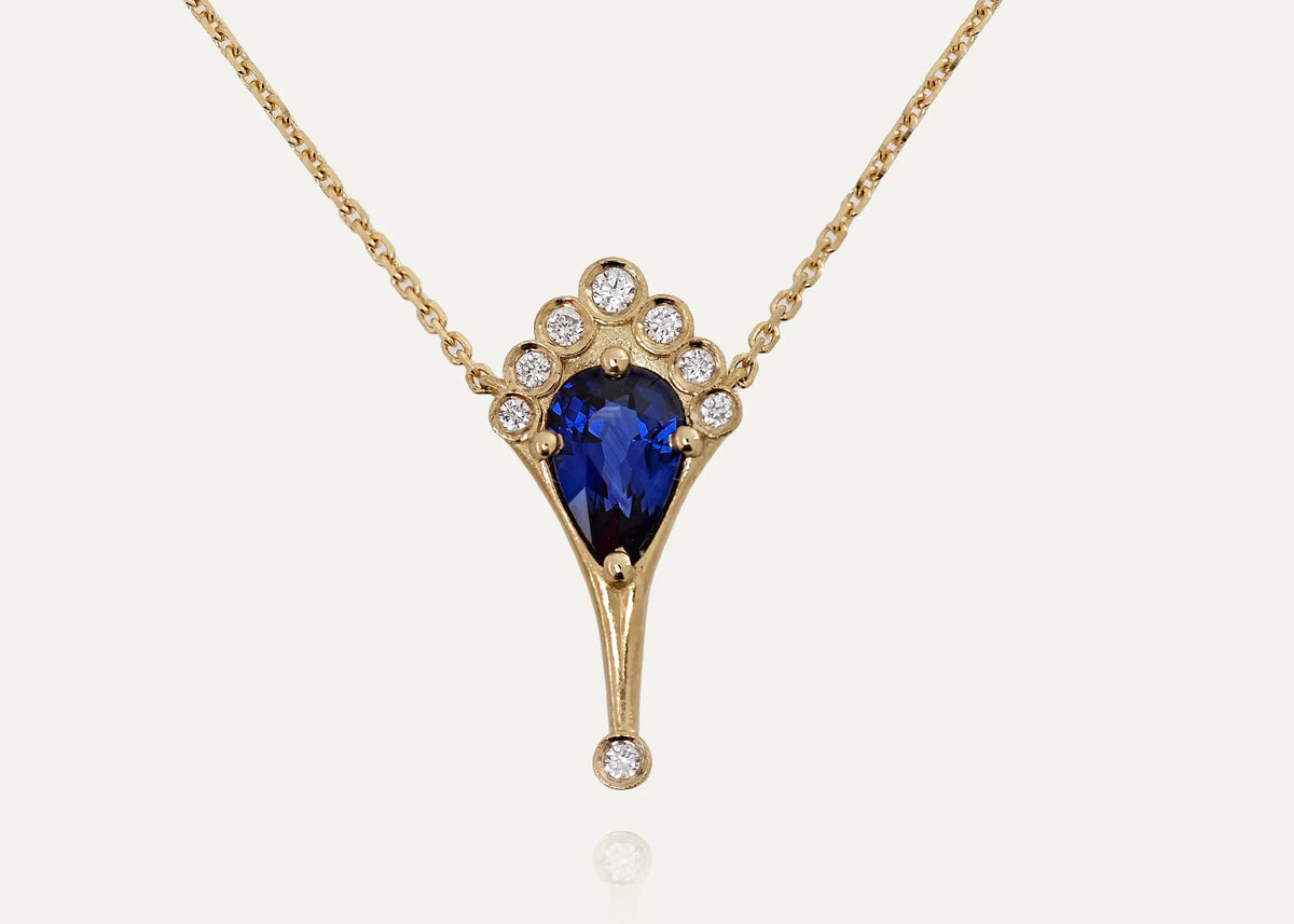 Royal Blue Sapphire Peacock Necklace