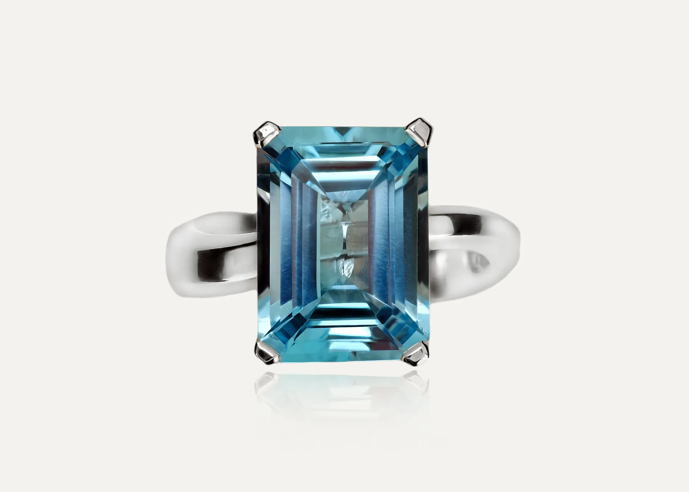 3.6ct Emerald-Cut Sky Blue Topaz Ring – Argentium Silver