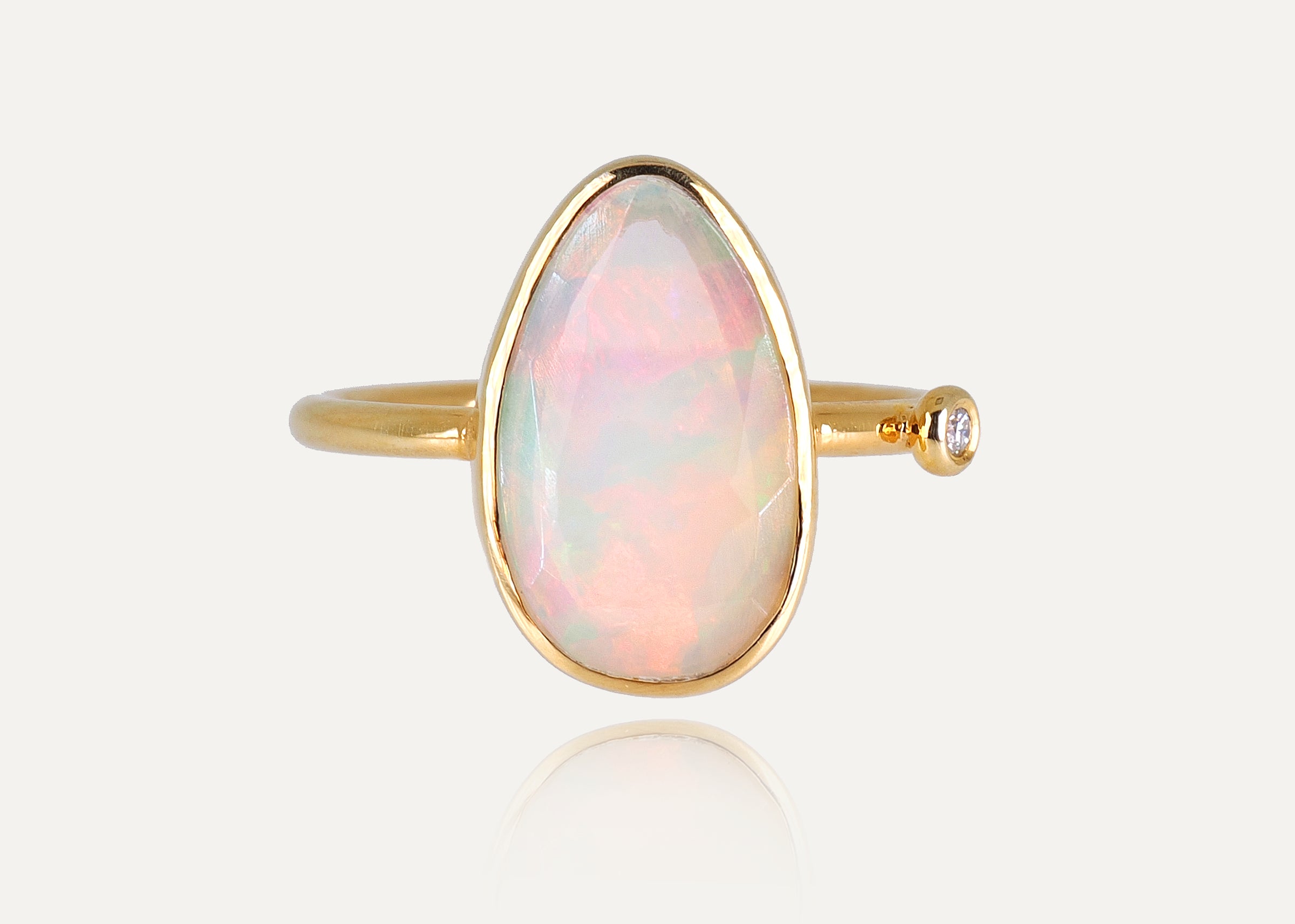 Opal Moissanite Gold Vermeil Ring